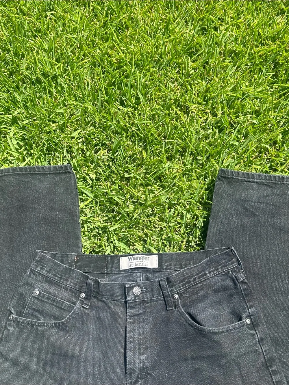 Vintage Wrangler Men's Black Straight Jeans Clean Classic Denim Size 33x30
